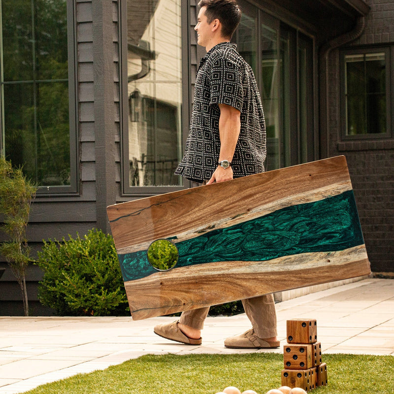 Load image into Gallery viewer, Studio Series Live Edge Resin 2x4 Cornhole Boards | River Collection