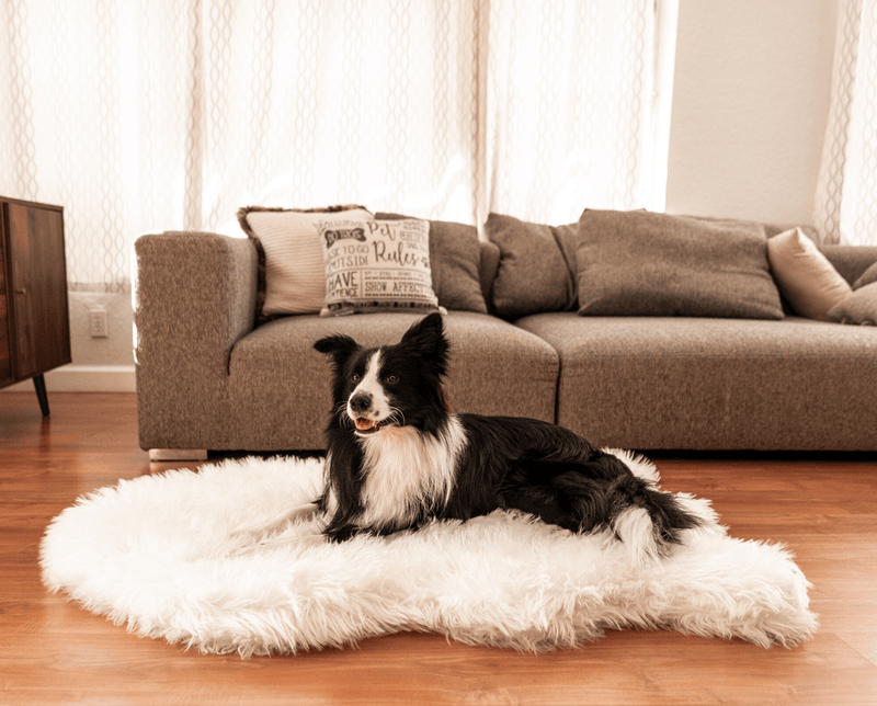 Load image into Gallery viewer, PupRug by Paw.com® Faux Fur Orthopedic Dog Bed - Curve Polar White