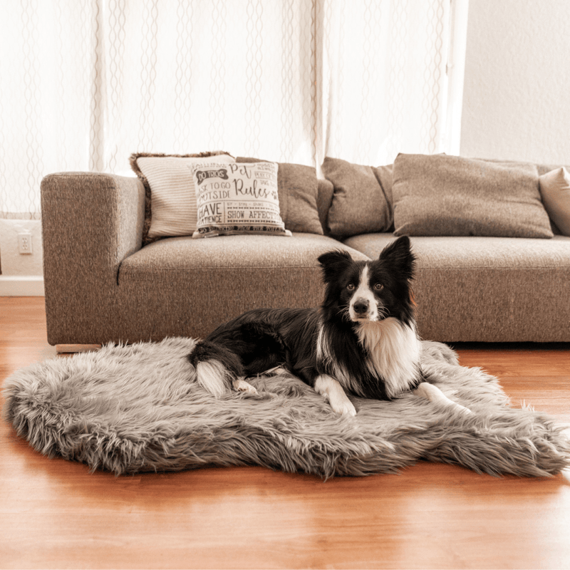 Load image into Gallery viewer, PupRug by Paw.com® Faux Fur Orthopedic Dog Bed - Curve Charcoal Grey