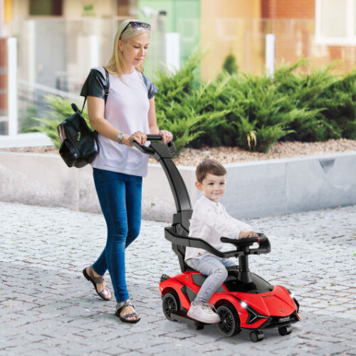 3-in-1 Licensed Lamborghini Ride-On Toy Stroller in Red