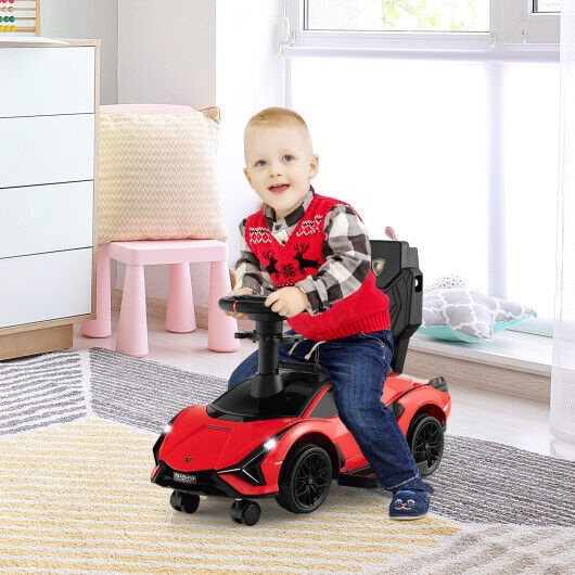 3-in-1 Licensed Lamborghini Ride-On Toy Stroller in Red