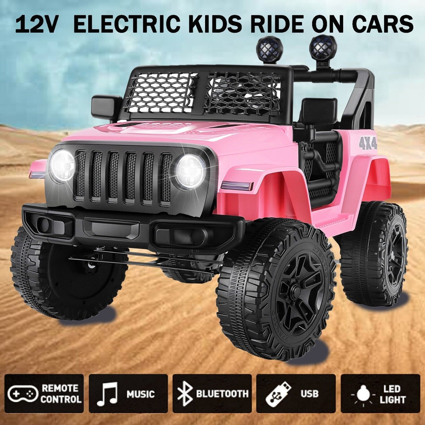 12V 2-Seater Electric Ride On Car for Kids with Remote Control and 3 Speed Options