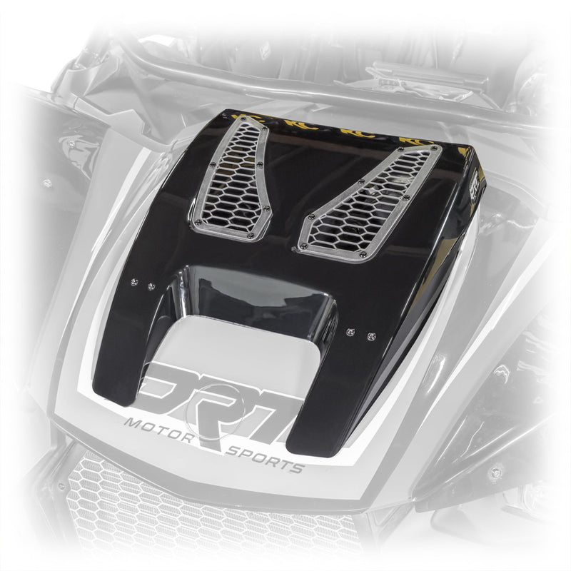 Load image into Gallery viewer, DRT hood scoop featuring expanded hex mesh vents for heat dissipation on Can-Am R