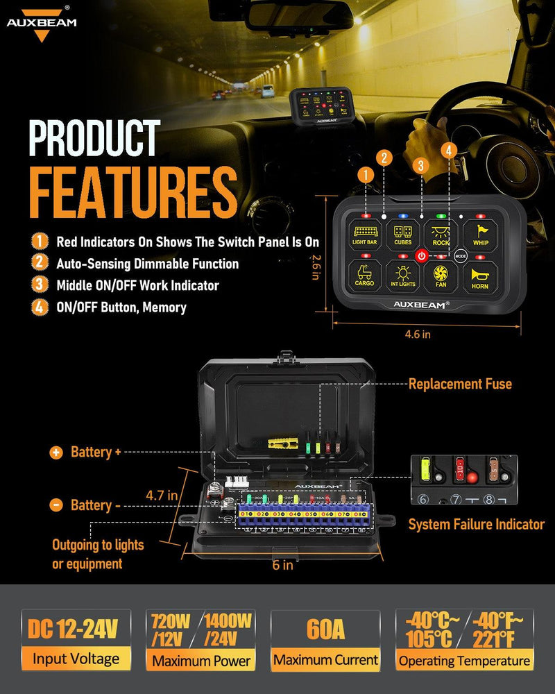 Load image into Gallery viewer, AR-800 RGB Switch Panel + 3 Inch LED Pods with White&Yellow Cover