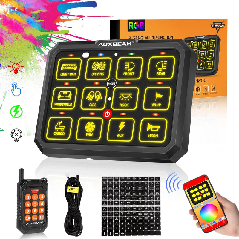 Load image into Gallery viewer, AC Series 8/12 Gang RGB Switch Panel with APP&Remote Control, Toggle/ Momentary/ Pulsed Mode Supported