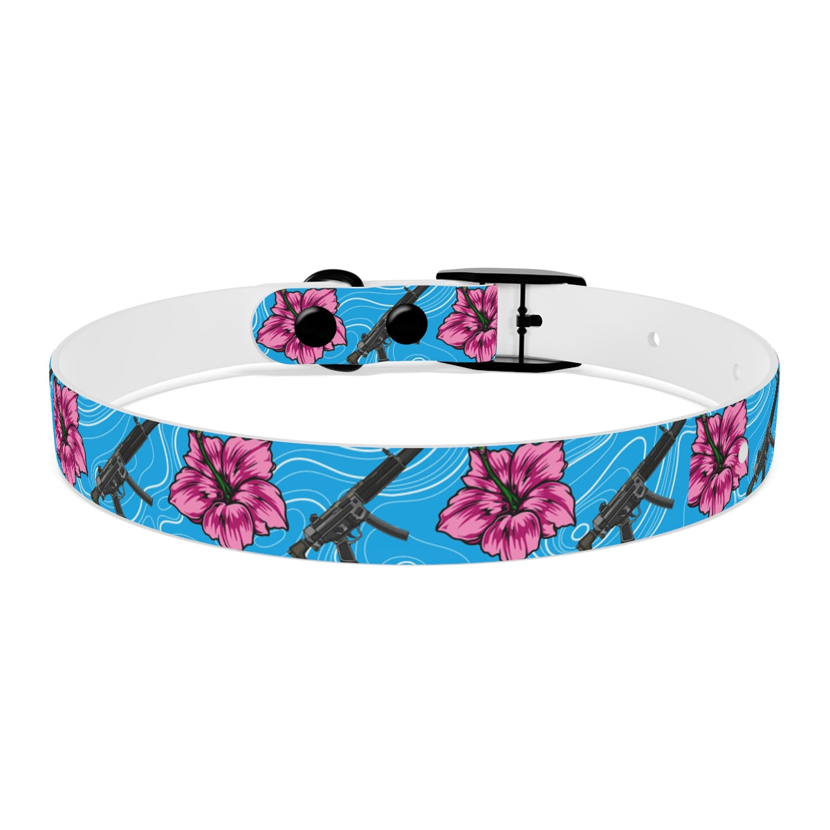 Rad Palm High Capacity Hibiscus Blue Dog Collar