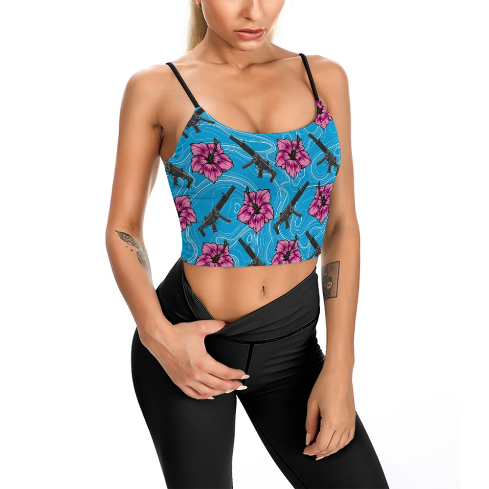 High Capacity Hibiscus Blue Women's Thin Vintage Comfort Camisole