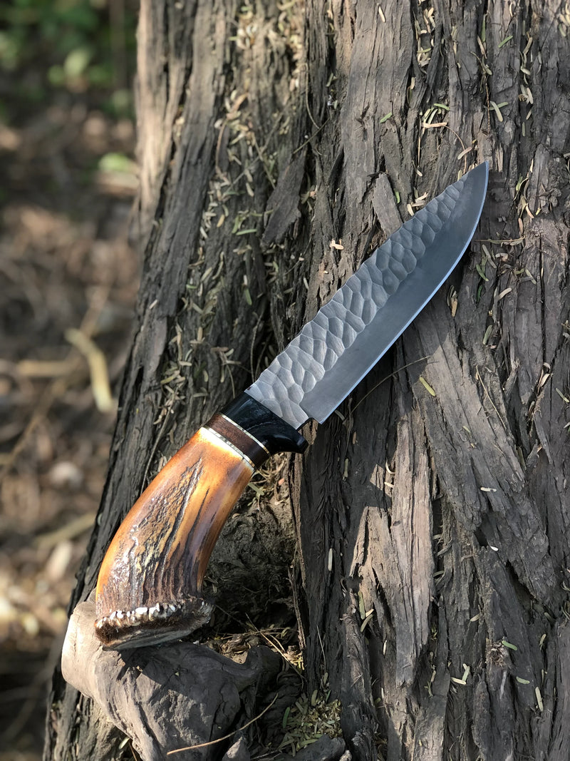Load image into Gallery viewer, Custom Handmade Stone Texture Hand Forged 1095 High Carbon Steel Vintage Viking Knife