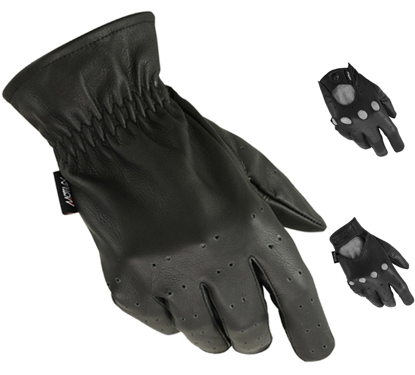 MRX Driving Gloves Basic Soft Outdoor Glove Goat Leather Full Finger, Black