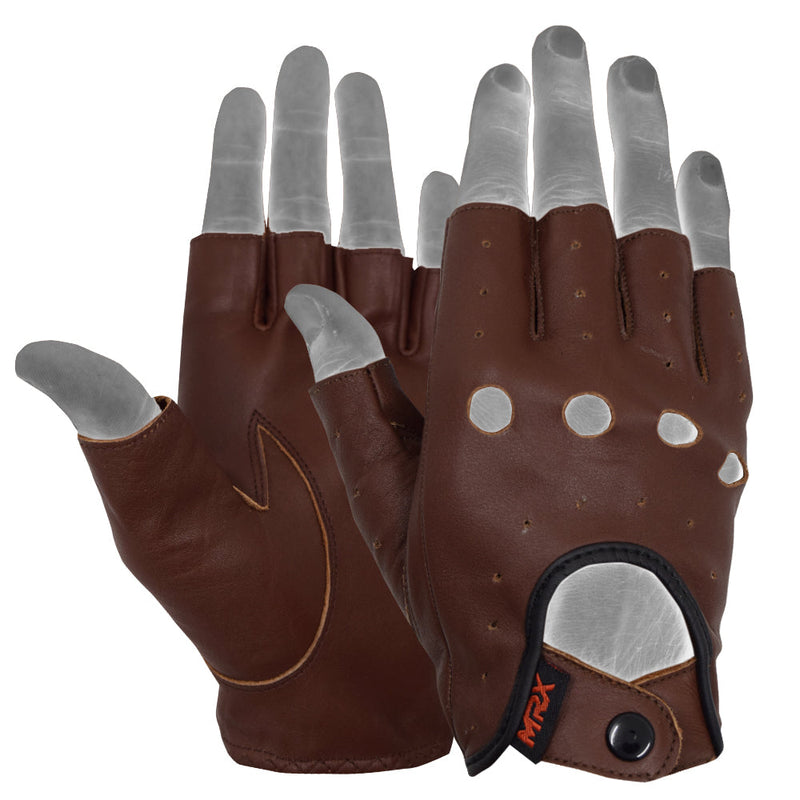 Load image into Gallery viewer, MRX Driving Gloves soft Leather Unlined Motorbike Riding Half Fingers Glove for Unisex