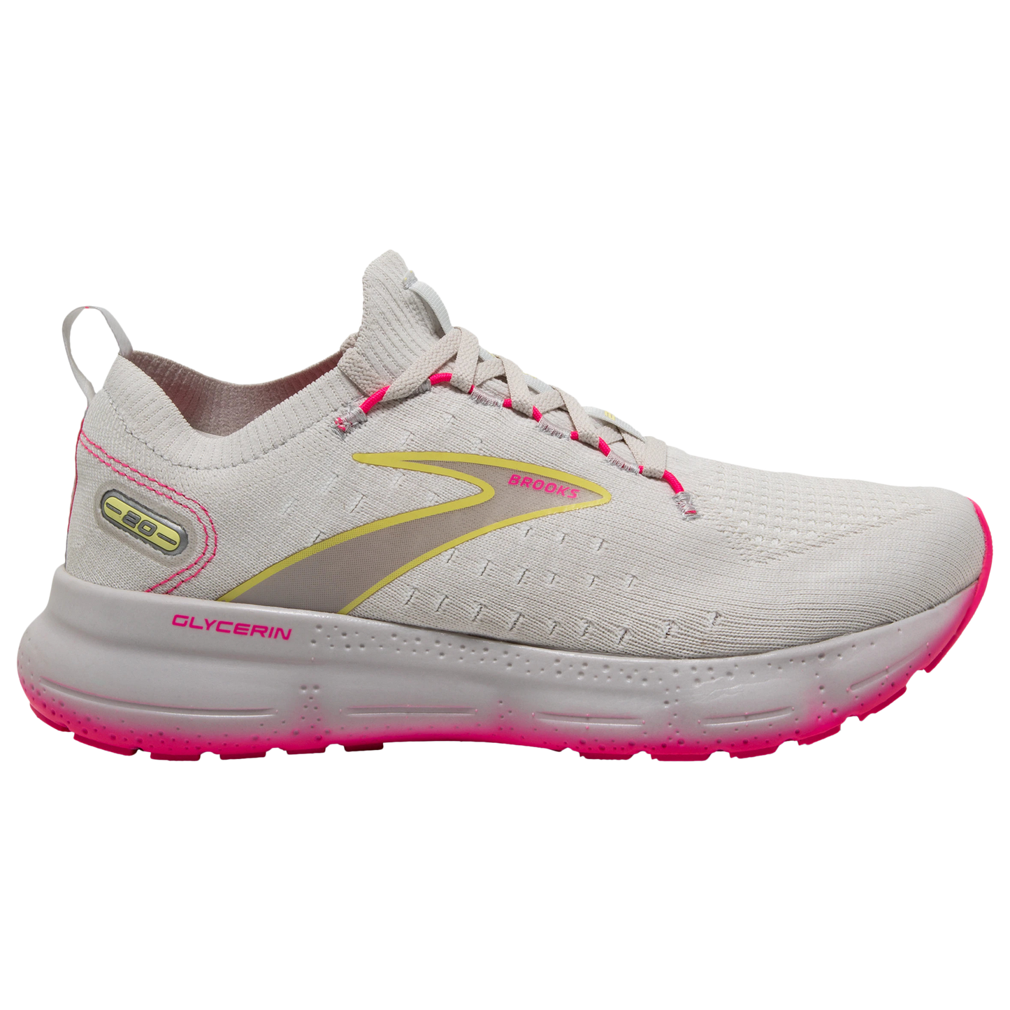 Women's Brooks Glycerin StealthFit 20, Grey/Yellow/Pink, 6.5 B Medium - Skoutley Outdoors LLC