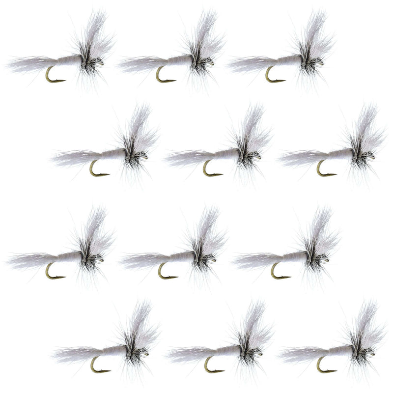Load image into Gallery viewer, Barbless White Wulff Classic Hair Wing Dry Fly - 1 Dozen Flies Hook Size 14
