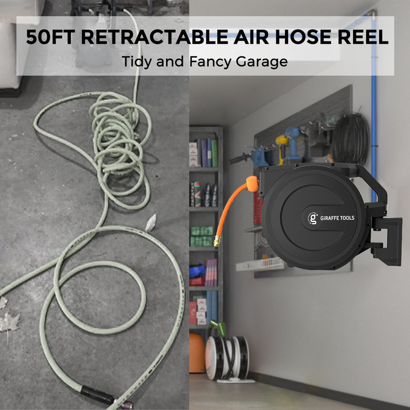 Load image into Gallery viewer, Retractable Air Hose Reel-PP Housing-3/8in-50ft