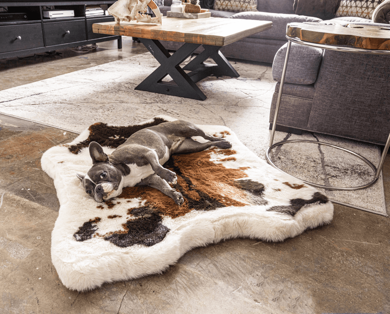 Load image into Gallery viewer, PupRug® Animal Print Memory Foam Dog Bed - Brown Faux Cowhide