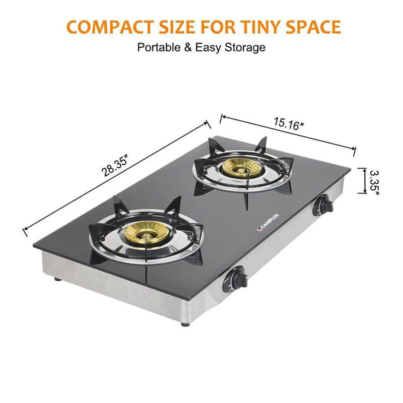 Load image into Gallery viewer, Camplux Propane Gas Cooktop Tempered Glass Double Burners Stove Auto Ignition LPG