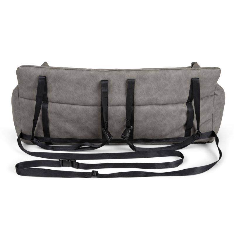 Load image into Gallery viewer, PupProtector™ Faux Cool-to-Touch Vegan Leather Memory Foam Dog Car Bed - Slate Gray