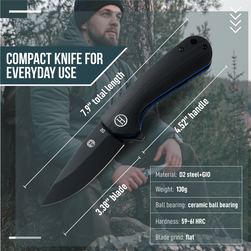 Load image into Gallery viewer, The Peasant Folding Pocket Knife Giftset for Men and Women (Black and Blue)