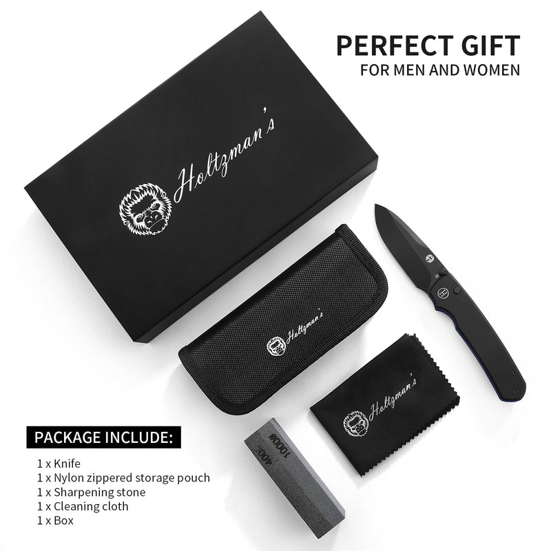 Load image into Gallery viewer, The Loyalist Folding Pocket Knife Giftset for Men and Women (Black and Blue)