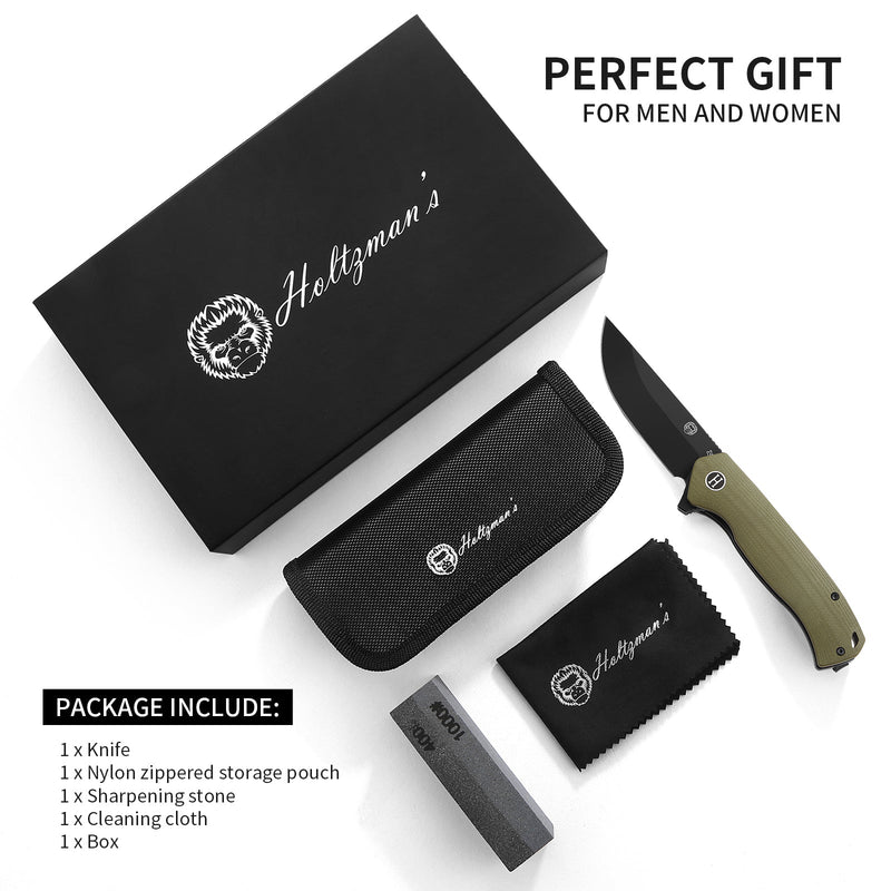 Load image into Gallery viewer, The Pathfinder Folding Pocket Knife Giftset for Men and Women (Green and Silver)
