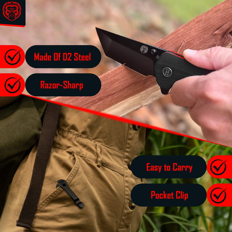 Load image into Gallery viewer, The Pioneer Folding Pocket Knife Giftset for Men and Women (Black and Orange)