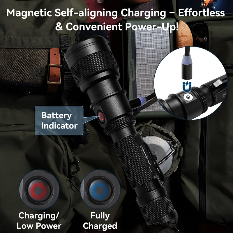 Load image into Gallery viewer, FlexBeam 1200LM Thread-Zoom Hunting Flashlight | 700M Range | Stable on Guns & Bikes