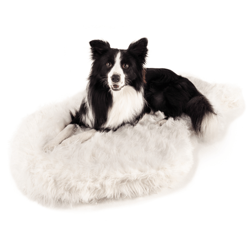 Load image into Gallery viewer, PupRug by Paw.com® Faux Fur Orthopedic Dog Bed - Curve Polar White