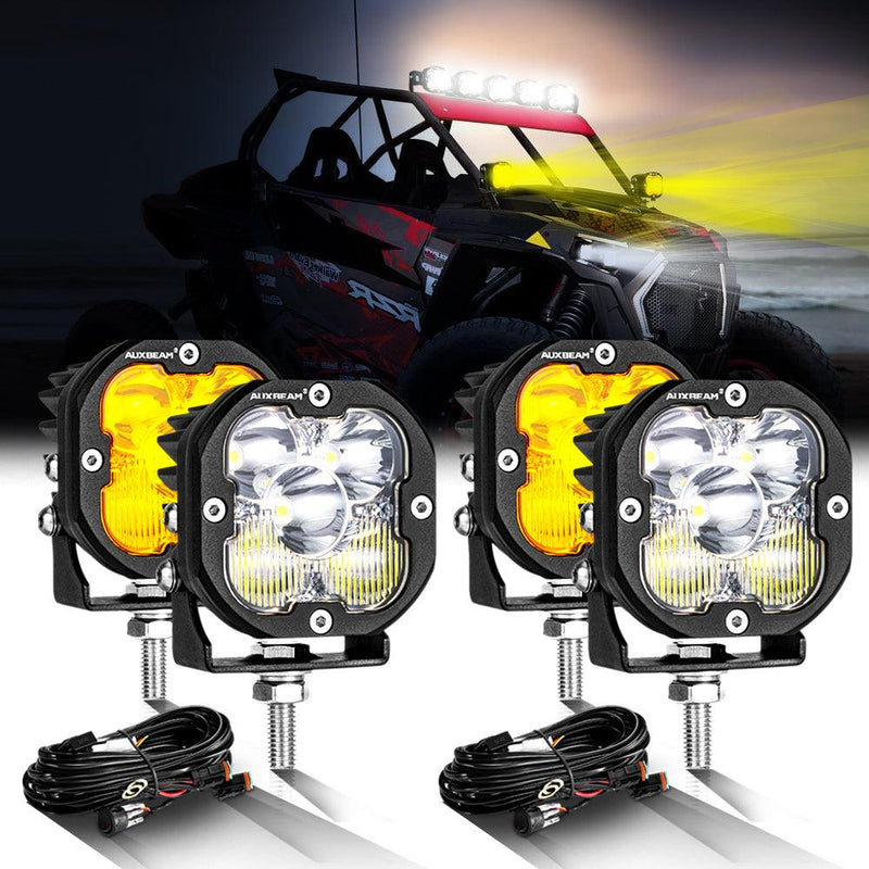 Load image into Gallery viewer, 3 Inch 80W 9600LM LED Pods Lights White&Amber for ATV UTV SIDE BY SIDE 4X4