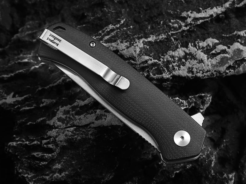 Load image into Gallery viewer, The Pathfinder Folding Pocket Knife Giftset for Men and Women (Black and Silver)
