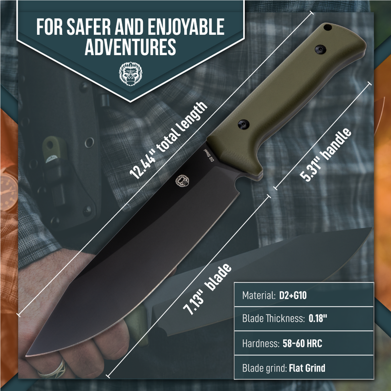 Load image into Gallery viewer, The Congo D2 Steel Bushcraft Survival Knife Gift Set (Black Blade + Green Handle)