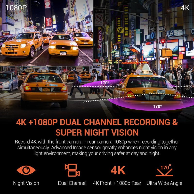 Load image into Gallery viewer, Rexing V1P 4K Dual Channel Dash Cam 4K+1080p with Wi-Fi