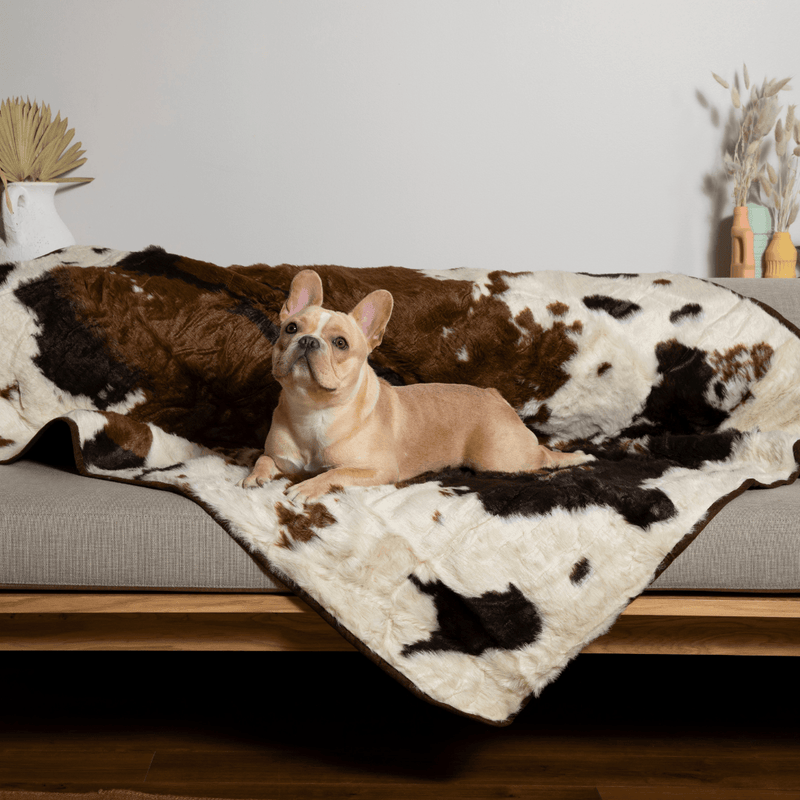 Load image into Gallery viewer, PupProtector™ Waterproof Throw Blanket - Brown Faux Cowhide