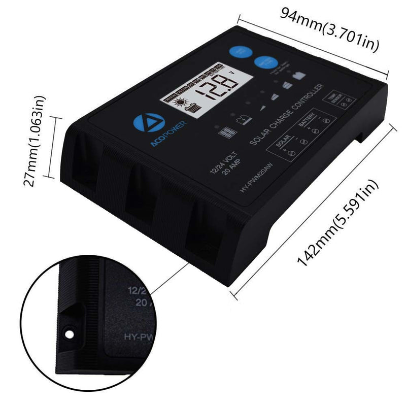 Load image into Gallery viewer, ProteusX 20A PWM Solar Charge Controller