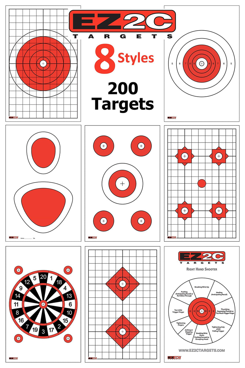 Load image into Gallery viewer, 200 EZ2C Targets Most Popular 8 Styles Paper Targets Bundle Pack 11"x17" USA Made