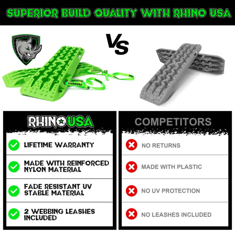 Rhino USA Recovery Traction Boards - Black (Pair)