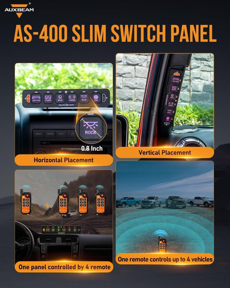 Load image into Gallery viewer, AS-600 RGB Slim Switch Panel with APP&Remote Control, Toggle/ Momentary/ Pulsed Mode Supported(One-Sided Outlet)