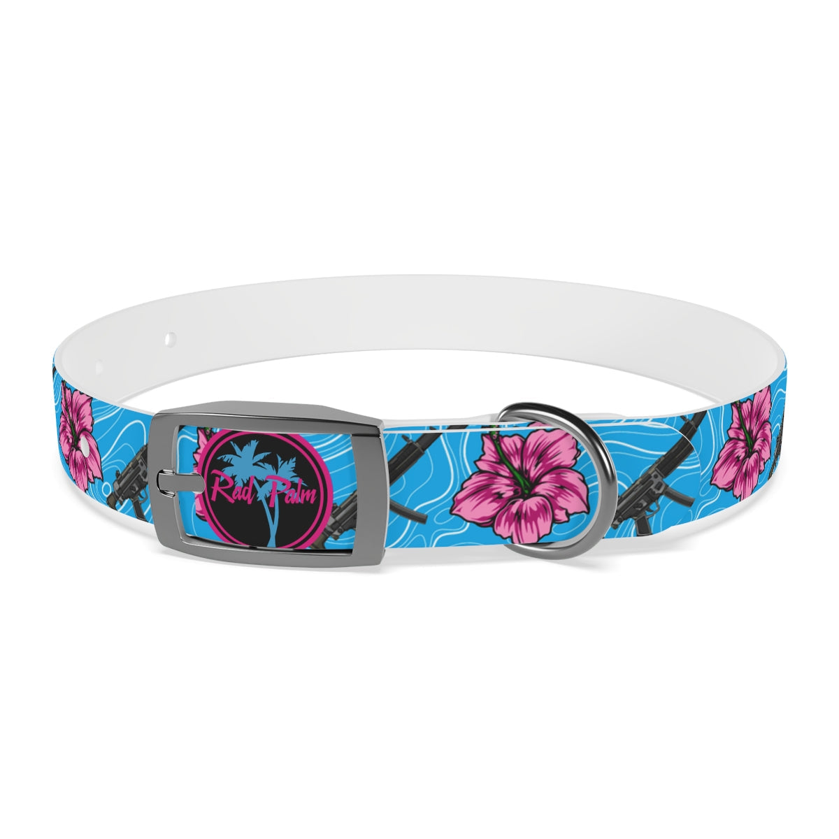Rad Palm High Capacity Hibiscus Blue Dog Collar
