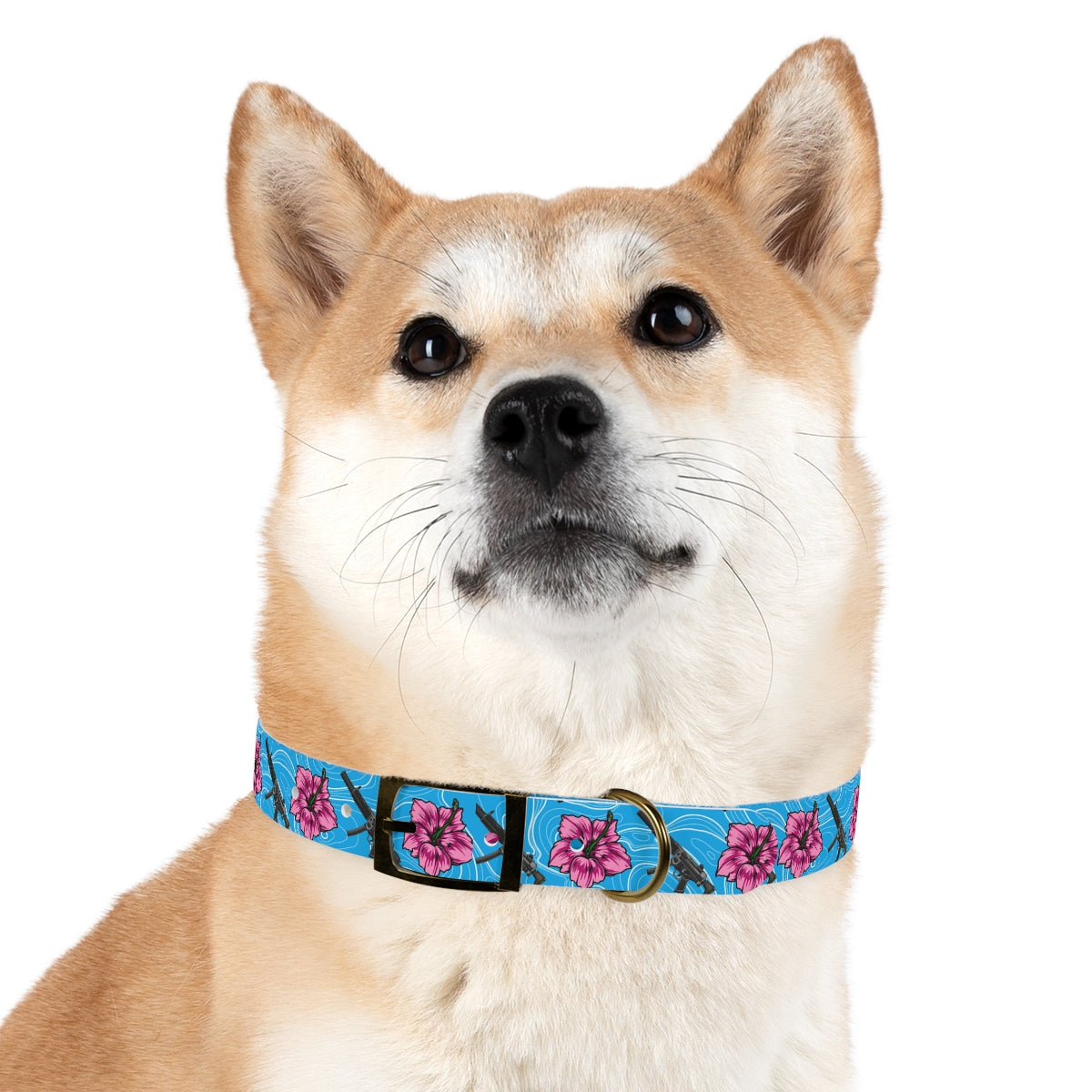 Rad Palm High Capacity Hibiscus Blue Dog Collar