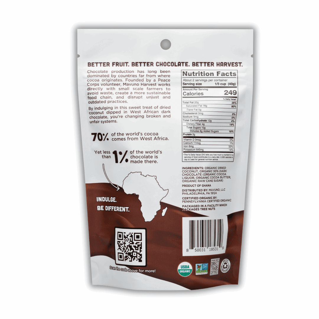 Organic Dried Coconut Dipped in Dark Chocolate - Skoutley Outdoors LLC