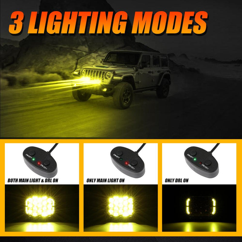 Load image into Gallery viewer, 7x5 Inch Rectangle LED Pods Amber Spot Driving Lights with DRL FOR ATV UTV SIDE BY SIDE 4X4