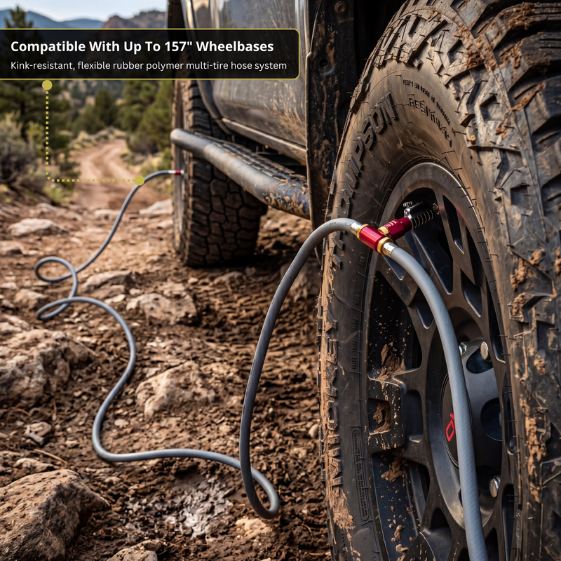 Load image into Gallery viewer, Rapid 4-Tire Inflation/Deflation System with Lightning™ Air Chucks | Multi-Tire Inflator/Deflator 4-Way Hose Kit for Off Road 4x4