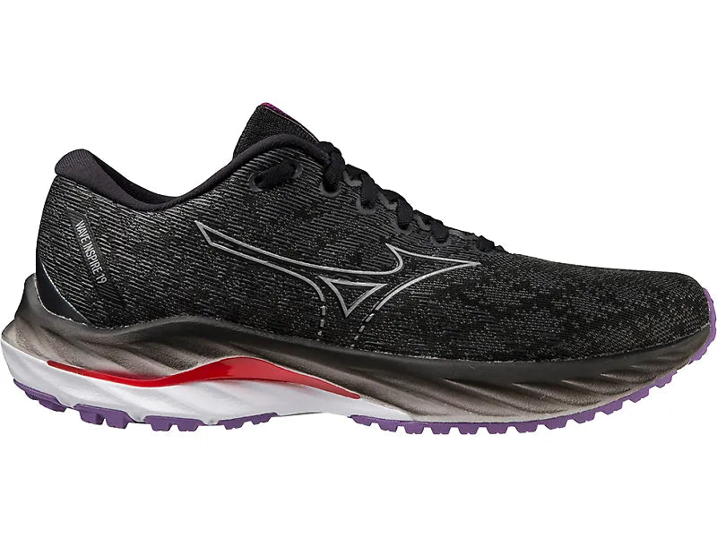 Women's Mizuno Inspire 19, Black/Silver, 6 D Wide - Skoutley Outdoors LLC