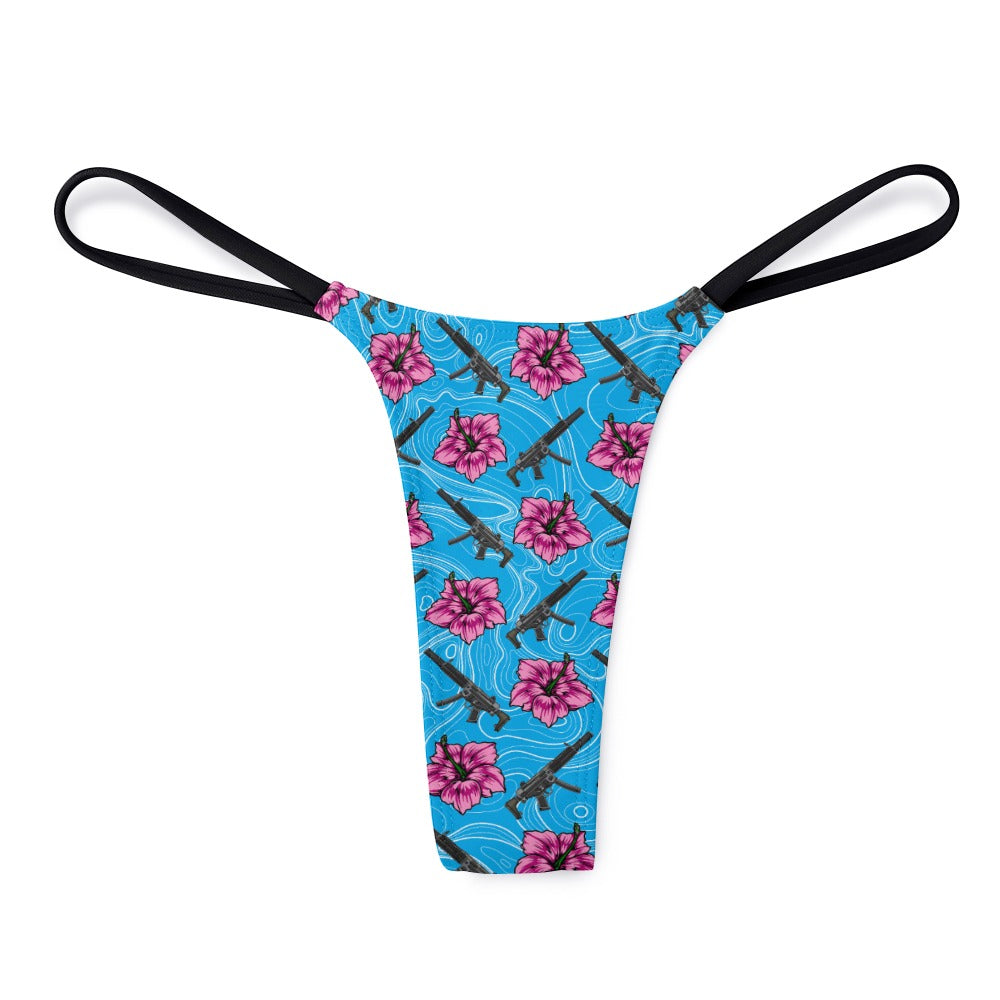 High Capacity Hibiscus Blue Thong