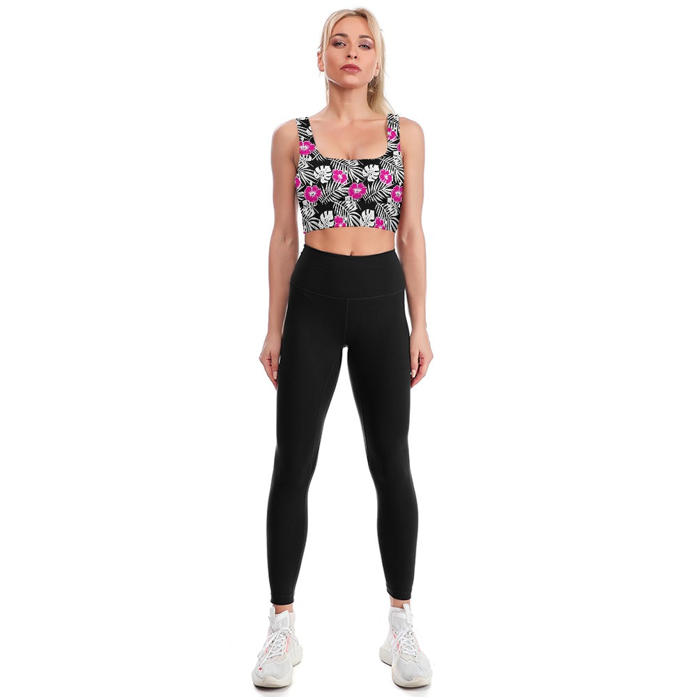 Pink on White Longline Bra Top