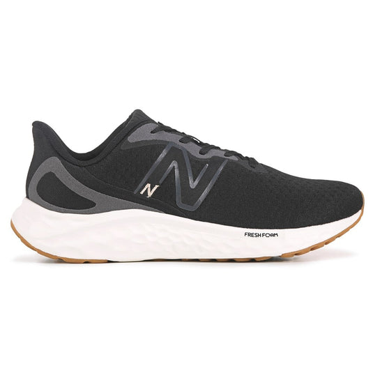 Women's New Balance Fresh Foam Arishi v4, Black/Light Gold Metallic/Gum 2, 9.5 D Wide - Skoutley Outdoors LLC