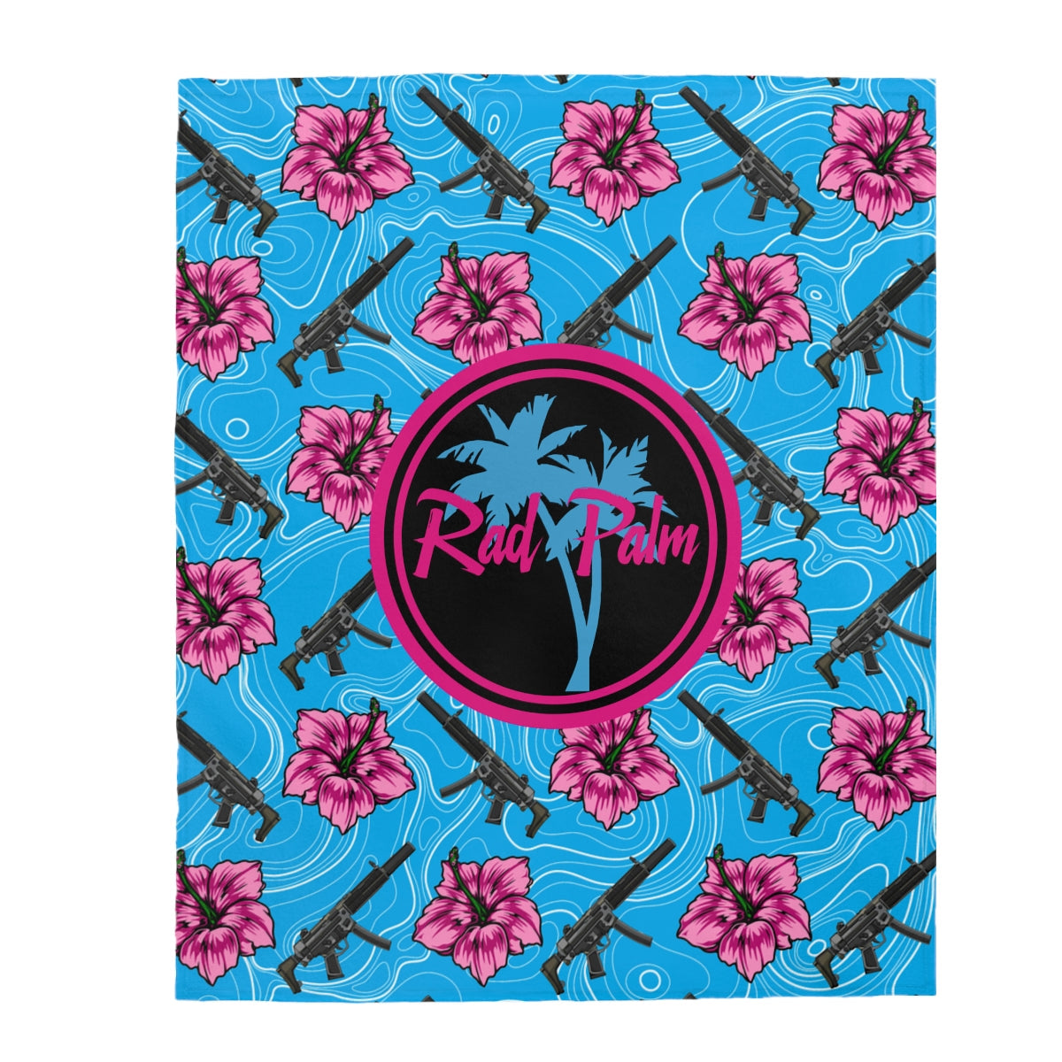 Rad Palm High Capacity Hibiscus Blue Velveteen Plush Blanket