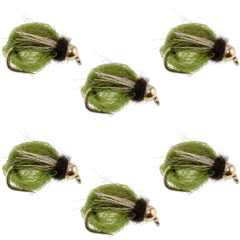 Load image into Gallery viewer, Bead Head LaFontaine Olive Deep Sparkle Caddis Pupa - 6 Flies Hook Size 14