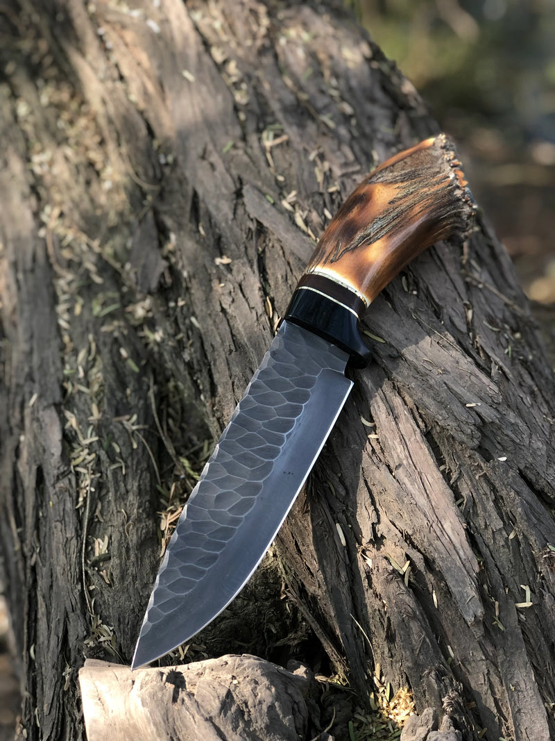 Load image into Gallery viewer, Custom Handmade Stone Texture Hand Forged 1095 High Carbon Steel Vintage Viking Knife