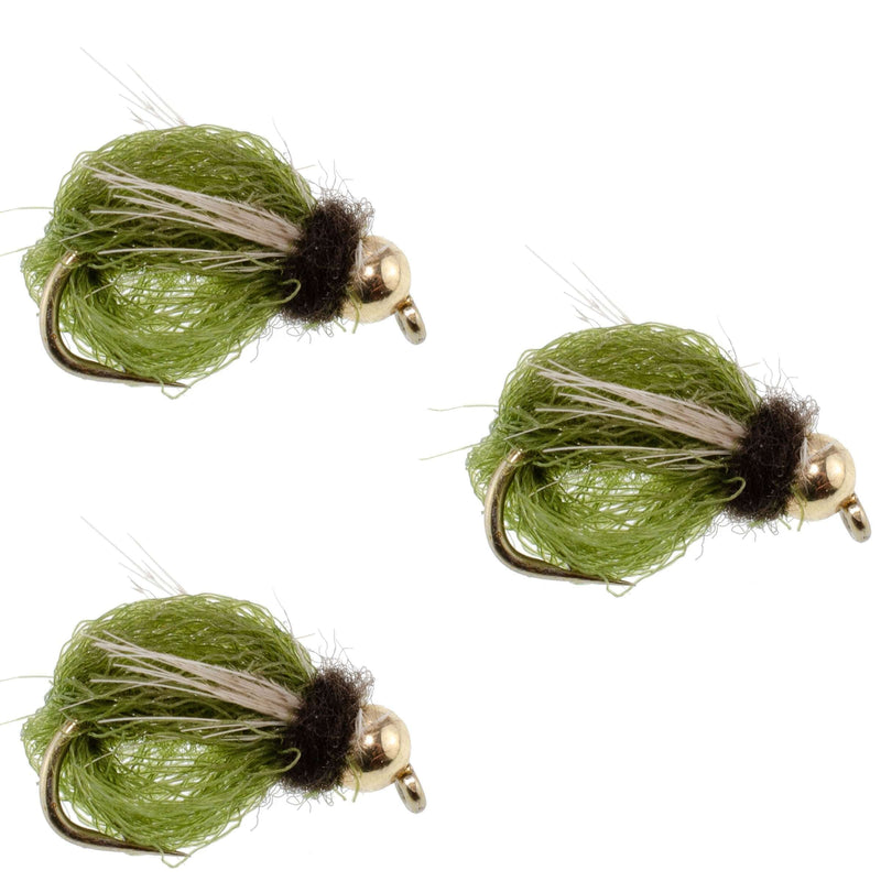 Load image into Gallery viewer, 3 Pack LaFontaine Olive Deep Sparkle Caddis Pupa - Hook Size 18