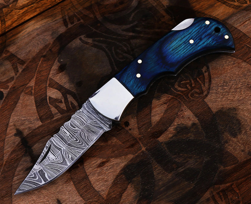 Load image into Gallery viewer, Personalized Damascus Steel Pocket Knife with Damascus Folding Knife - Custom Valentines Day Gift Knife for Husband