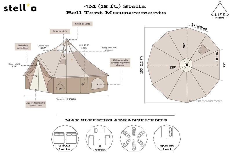 Load image into Gallery viewer, 13' (4M) Stella™ Stargazing Canvas Tent